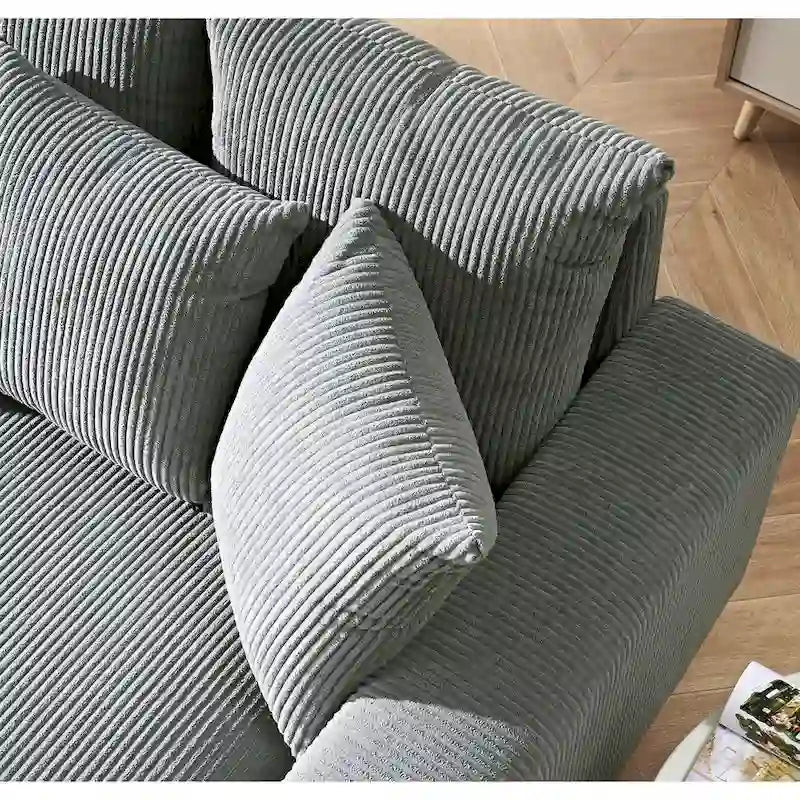 Chaise longue en velours côtelé pour salon