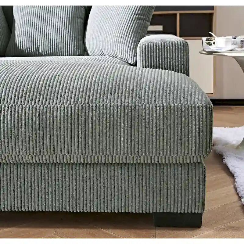 Chaise longue en velours côtelé pour salon
