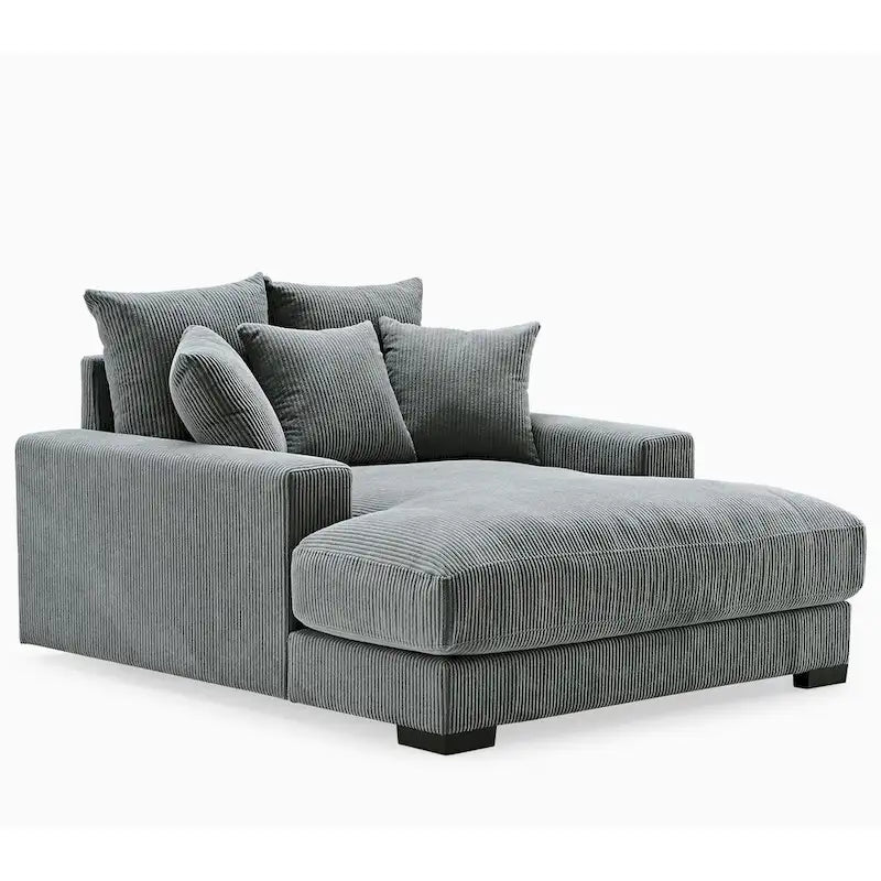 Chaise longue en velours côtelé pour salon