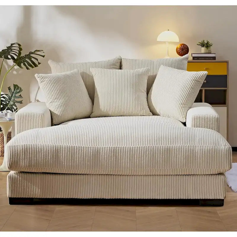 Chaise longue en velours côtelé pour salon