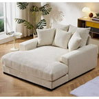 Chaise longue en velours côtelé pour salon