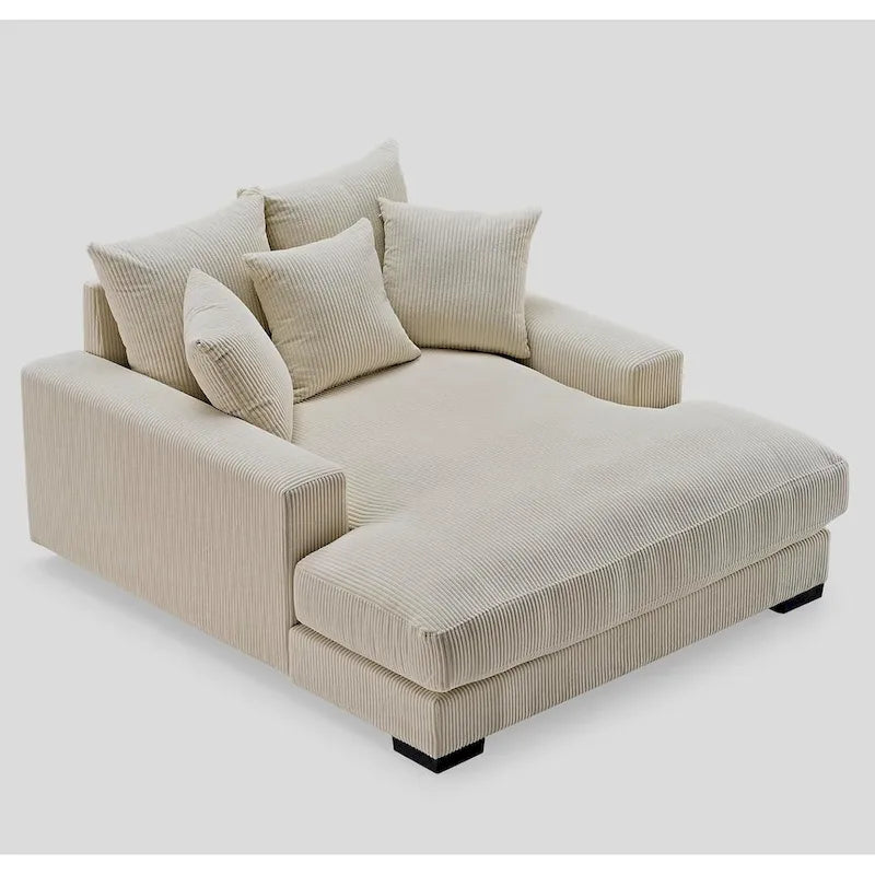 Chaise longue en velours côtelé pour salon