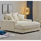 Chaise longue en velours côtelé pour salon