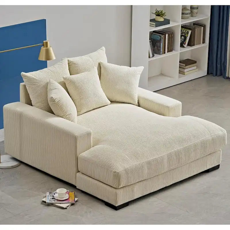 Chaise longue en velours côtelé pour salon