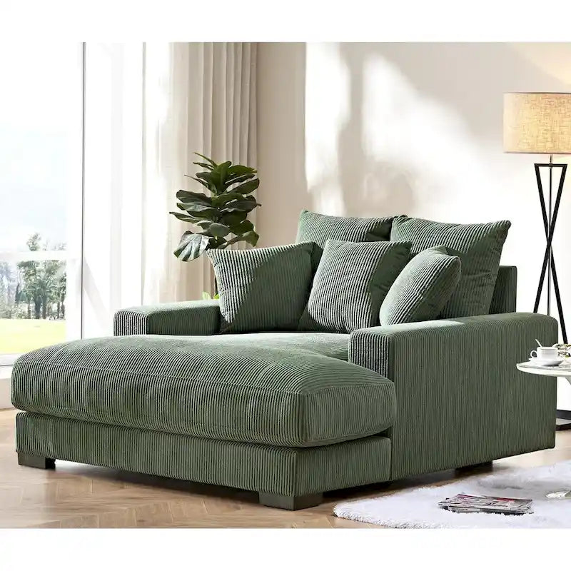 Chaise longue en velours côtelé pour salon