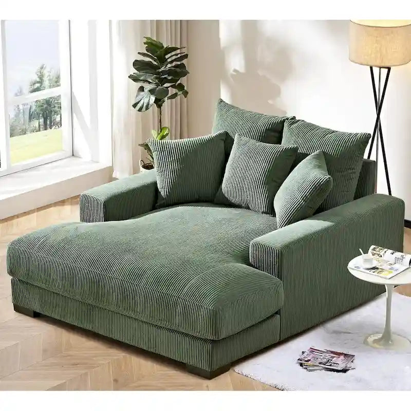 Chaise longue en velours côtelé pour salon