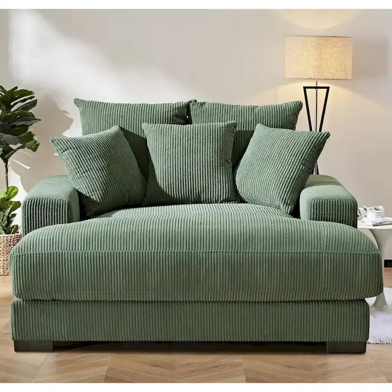Chaise longue en velours côtelé pour salon