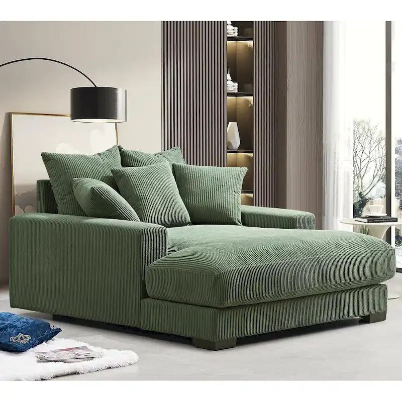 Chaise longue en velours côtelé pour salon