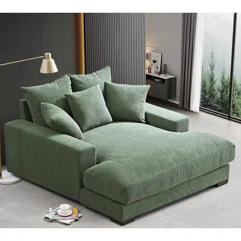 Chaise longue en velours côtelé pour salon