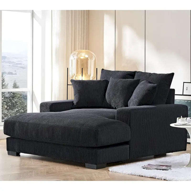 Chaise longue en velours côtelé pour salon