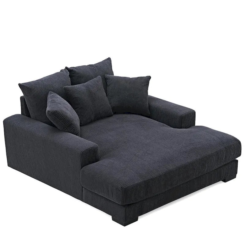Chaise longue en velours côtelé pour salon