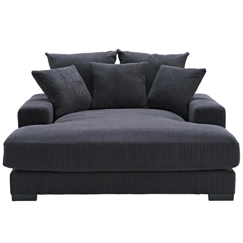 Chaise longue en velours côtelé pour salon
