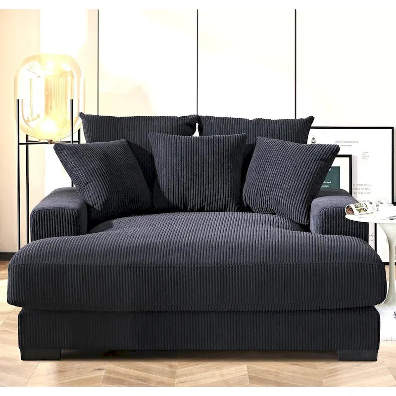 Chaise longue en velours côtelé pour salon