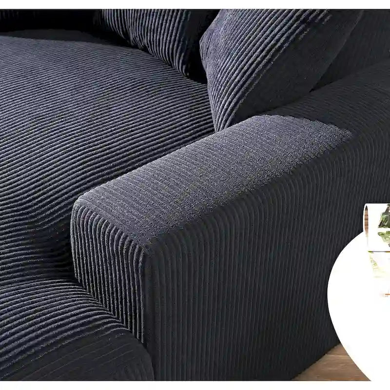 Chaise longue en velours côtelé pour salon
