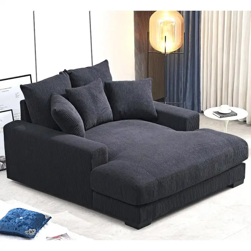 Chaise longue en velours côtelé pour salon