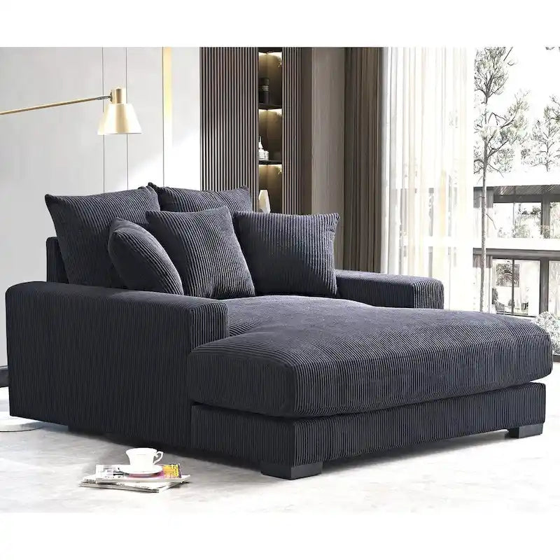 Chaise longue en velours côtelé pour salon