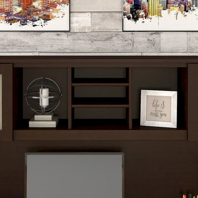Meuble haut couleur cerisier pour bureau en L (meuble haut seulement)