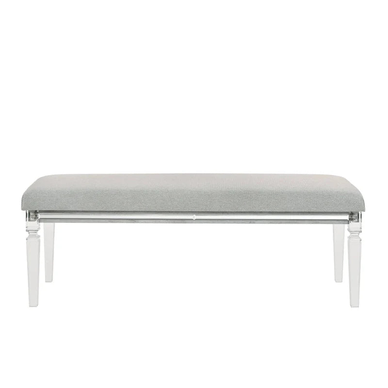 Ensemble de chambre à coucher 6 pièces en panneau rembourré gris Evonne avec éclairage DEL