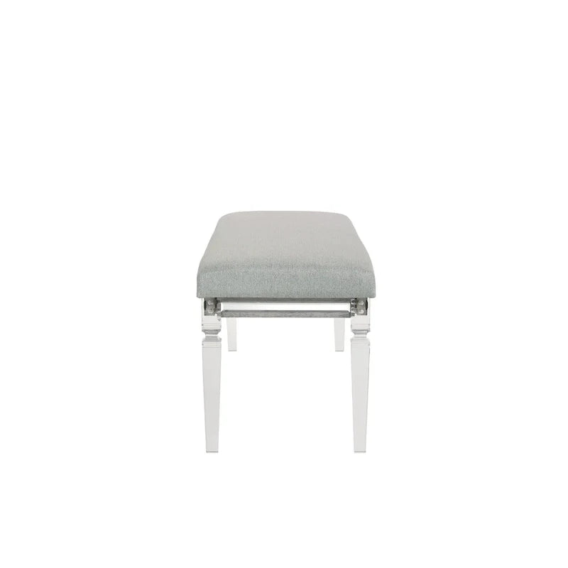 Ensemble de chambre à coucher 6 pièces en panneau rembourré gris Evonne avec éclairage DEL