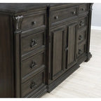 Ensemble de chambre à coucher 4 pièces Roundhill Furniture Farson avec finition en noyer foncé vieilli