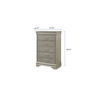 Ensemble de chambre à coucher Sigurd 4 pièces en similicuir argenté capitonné