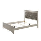 Ensemble de chambre à coucher Sigurd 4 pièces en similicuir argenté capitonné