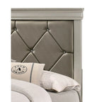 Ensemble de chambre à coucher Sigurd 4 pièces en similicuir argenté capitonné