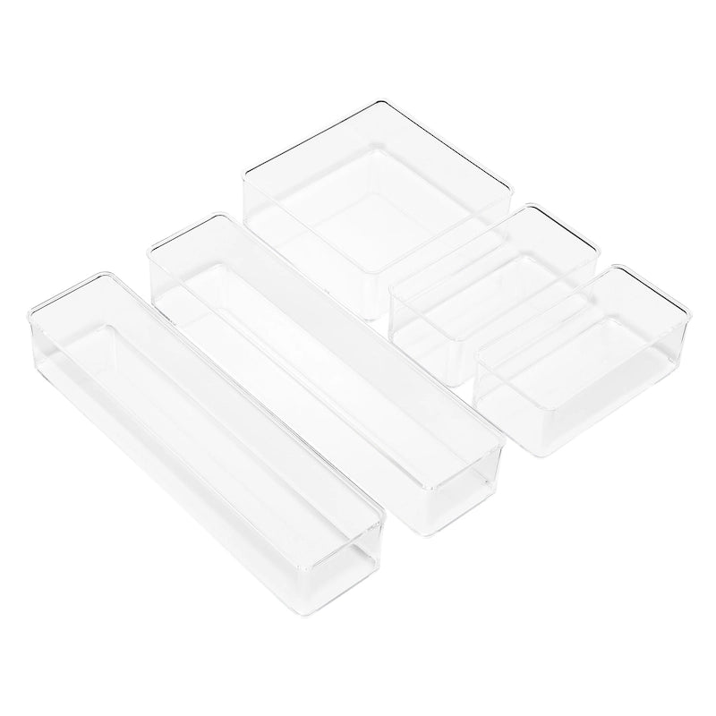 Lot d'organisateurs de tiroirs transparents pour le rangement de bureau
