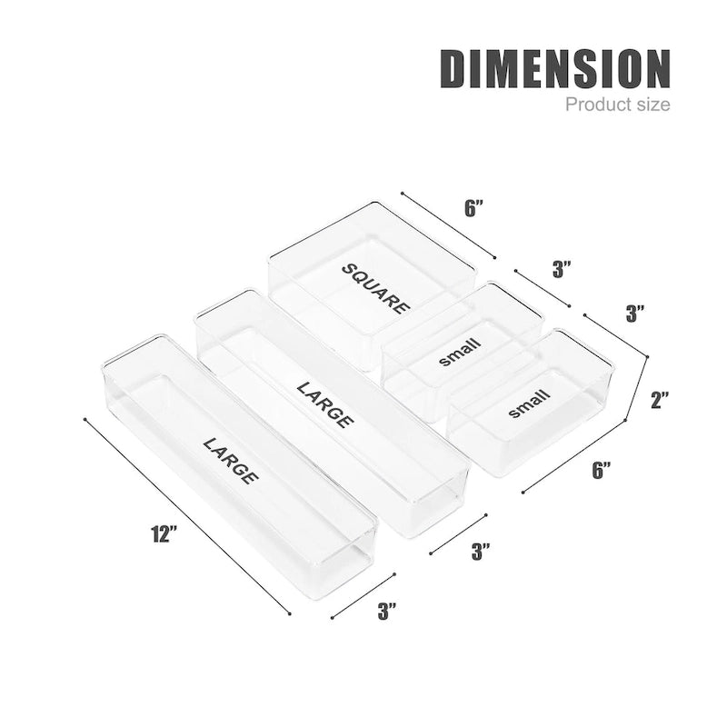 Lot d'organisateurs de tiroirs transparents pour le rangement de bureau