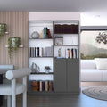 Tall 4-Shelf wide and Cabinet Bookcase Set of 2