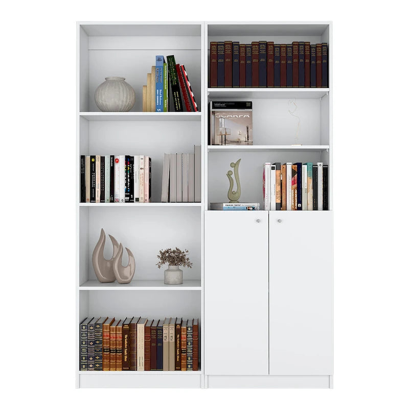 Grande bibliothèque de 4 étagères et armoire - Lot de 2