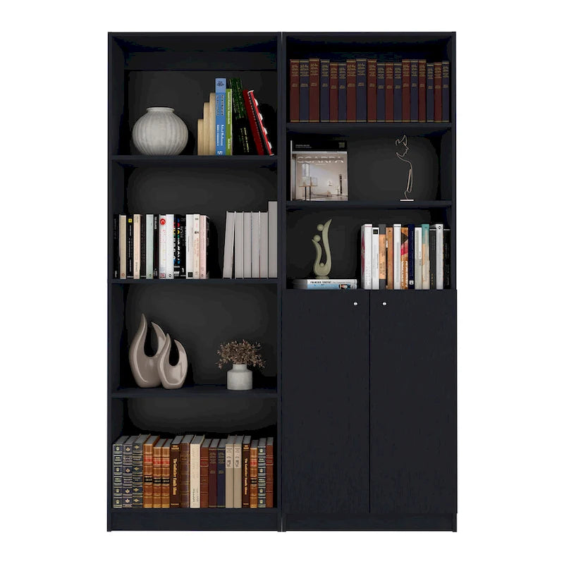 Grande bibliothèque de 4 étagères et armoire - Lot de 2
