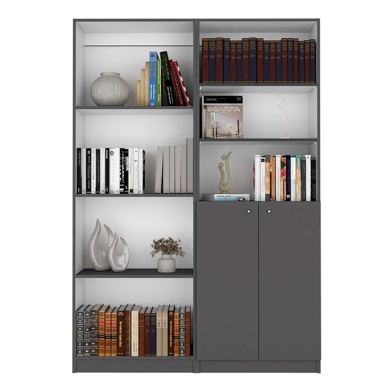 Grande bibliothèque de 4 étagères et armoire - Lot de 2