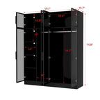 Armoire moderne à cadre en aluminium : design spacieux avec éclairage LED