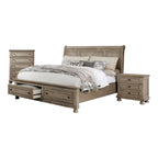 Ensemble de chambre à coucher 3 pièces Nahkohe avec rangement, lit traîneau en bois gris de transition et USB par Furniture of America