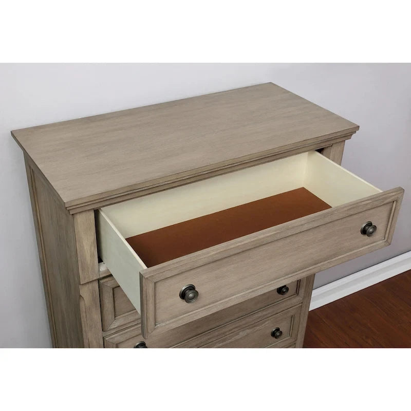 Ensemble de chambre à coucher 3 pièces Nahkohe avec rangement, lit traîneau en bois gris de transition et USB par Furniture of America