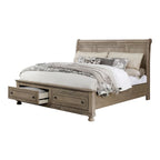 Ensemble de chambre à coucher 3 pièces Nahkohe avec rangement, lit traîneau en bois gris de transition et USB par Furniture of America