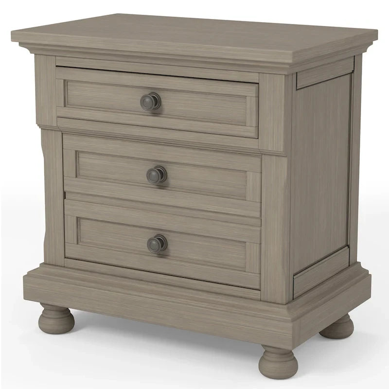 Ensemble de chambre à coucher 3 pièces Nahkohe avec rangement, lit traîneau en bois gris de transition et USB par Furniture of America