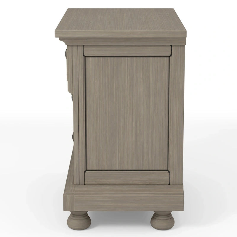 Ensemble de chambre à coucher 3 pièces Nahkohe avec rangement, lit traîneau en bois gris de transition et USB par Furniture of America