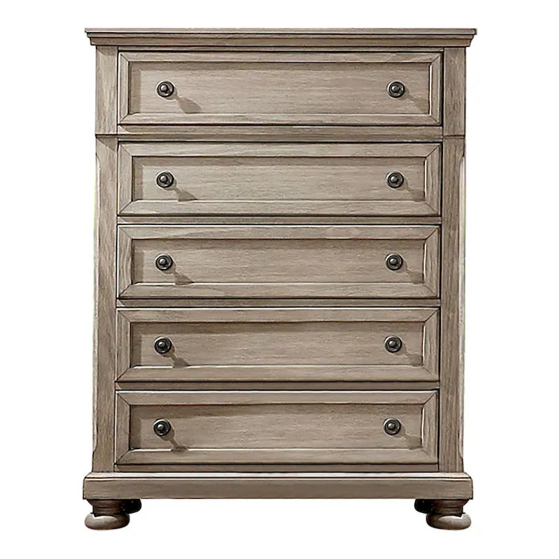 Ensemble de chambre à coucher 3 pièces Nahkohe avec rangement, lit traîneau en bois gris de transition et USB par Furniture of America