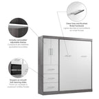 Nebula Full Murphy Bed with Wardrobe (84W) by Bestar
