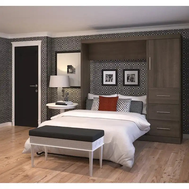 Lit escamotable Nebula pleine grandeur avec armoire (84W) de Bestar