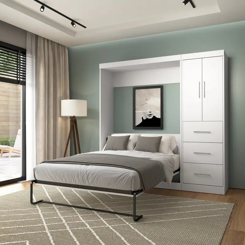 Lit escamotable Nebula pleine grandeur avec armoire (84W) de Bestar