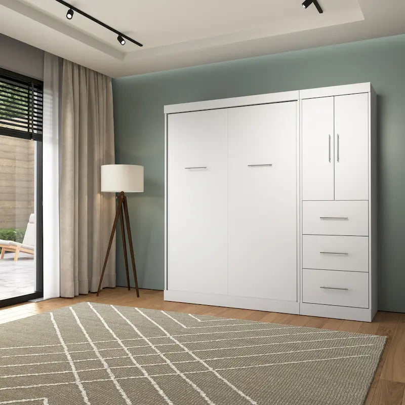 Lit escamotable Nebula pleine grandeur avec armoire (84W) de Bestar
