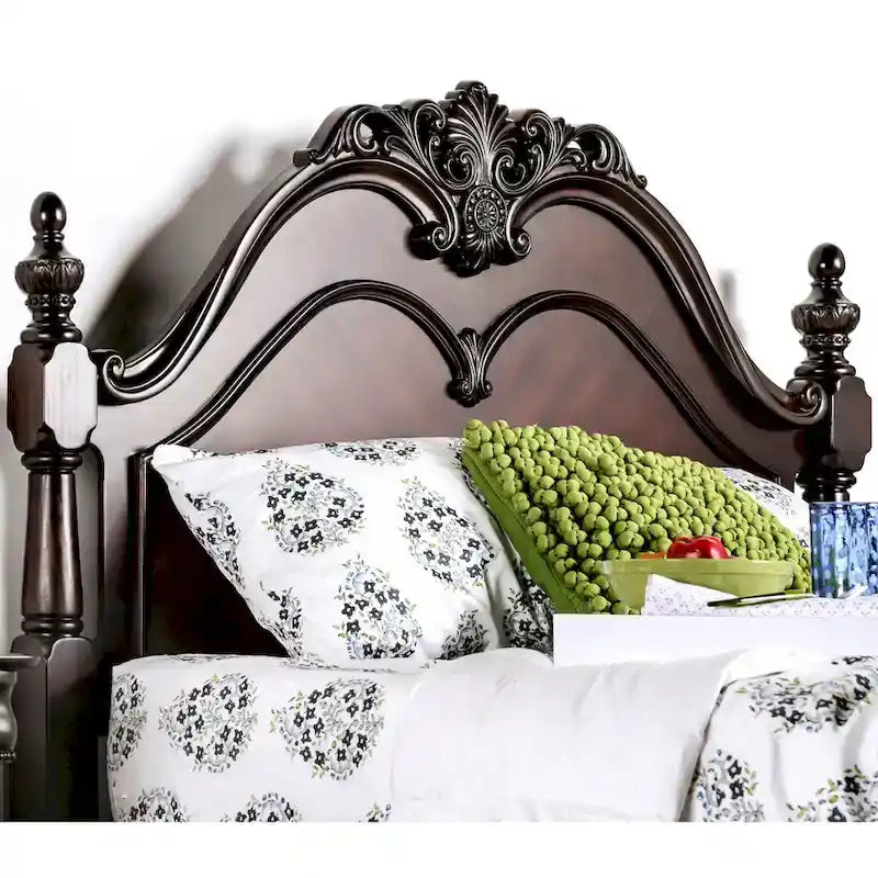 Ensemble de chambre à coucher 2 pièces à baldaquin Diva en bois massif de cerisier de Furniture of America