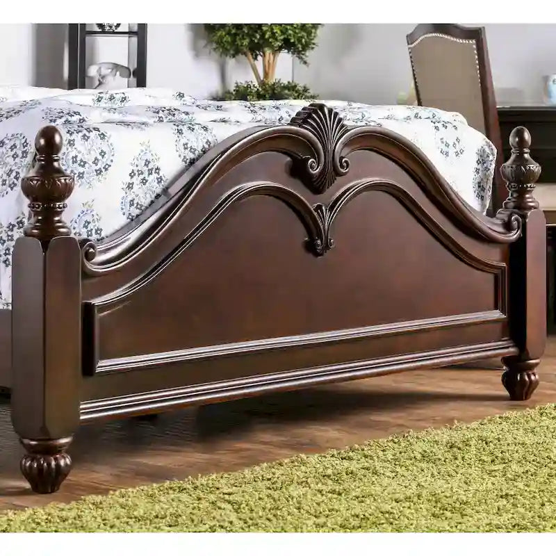 Ensemble de chambre à coucher 2 pièces à baldaquin Diva en bois massif de cerisier de Furniture of America