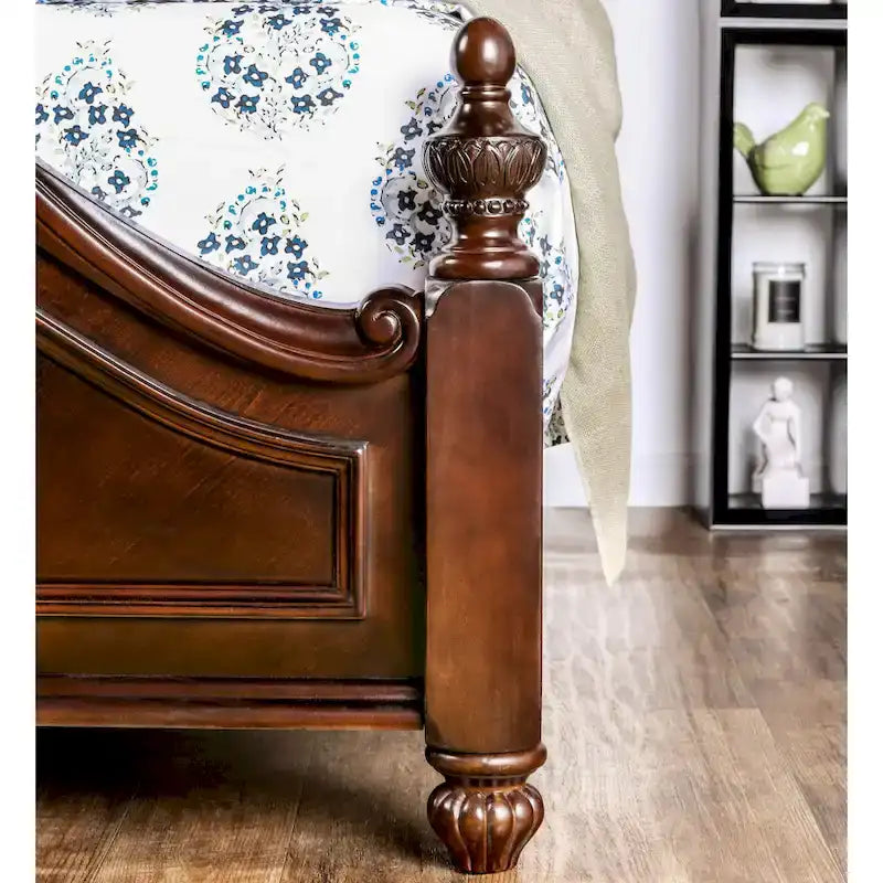 Ensemble de chambre à coucher 2 pièces à baldaquin Diva en bois massif de cerisier de Furniture of America