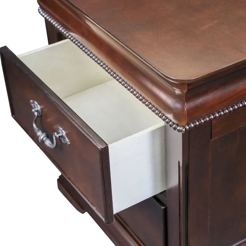 Ensemble de chambre à coucher 2 pièces à baldaquin Diva en bois massif de cerisier de Furniture of America