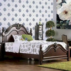 Ensemble de chambre à coucher 2 pièces à baldaquin Diva en bois massif de cerisier de Furniture of America