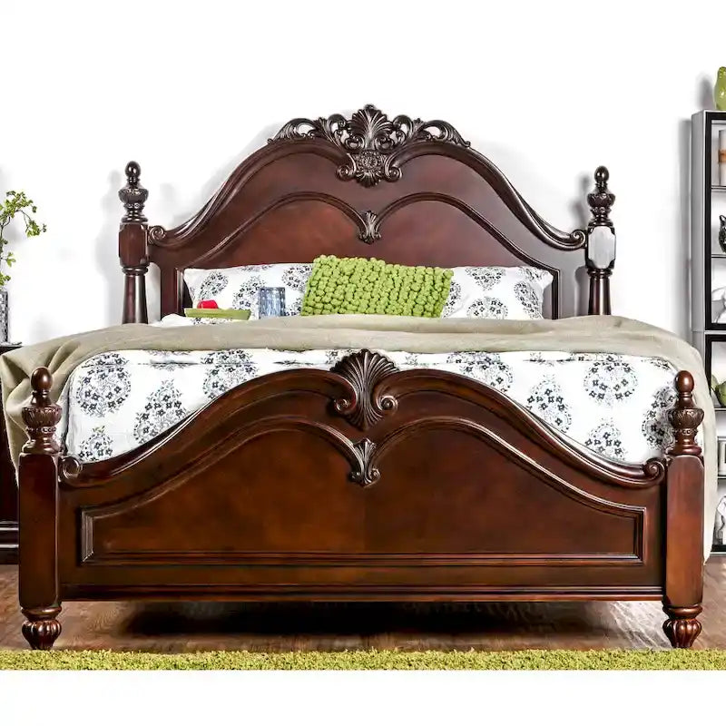 Ensemble de chambre à coucher 2 pièces à baldaquin Diva en bois massif de cerisier de Furniture of America